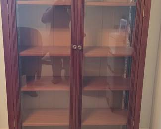 Traditional TwoDoor Dark Wood Bookcase with Glass Doors second image