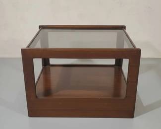 MidCentury Modern Walnut and Smoked Glass Coffee Table