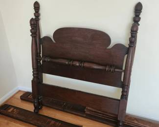$40. Antique twin bed frame w wood sides rails