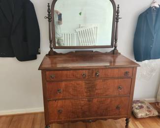 $60. Antique dresser w mirror. BUYER MOVES