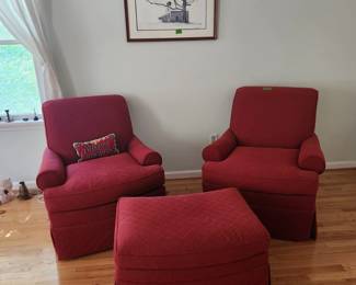 $60 EACH chair-swivel & rock. $35 foot stool. By Hickory