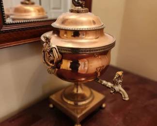Antique, ornate copper coffee urn. $225.00