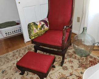 Antique chair w matching foot stool