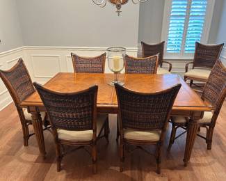 Lexington Tommy Bahama dining table,4 armchairs and 4 side chairs. 6’-9’4”