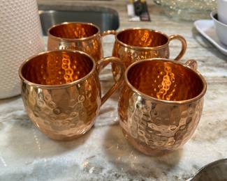Hammered copper Moscow Mule mugs