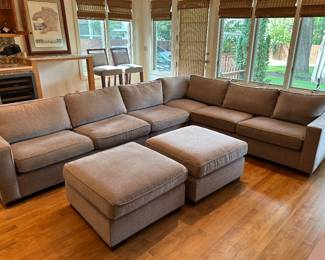 Mitchell Gold Bob Williams sectional sofa and 2 ottomans