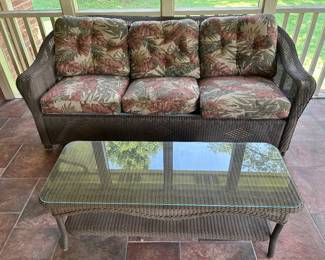 All weather wicker sofa and table