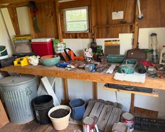 flower pots, trash can, cooler, misc. yard items