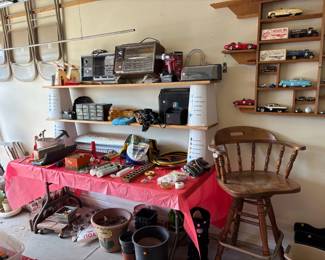 heaters, flower pots, bar stool, hardware, car collection