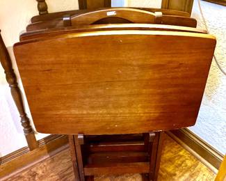 Stackable, solid wood very heavy TV trays