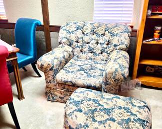 Grandma millennial grandmother style chair with matching ottoman