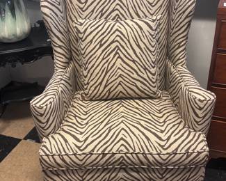 Pair of Zebra Print Wingback Chairs