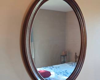 Vintage Oval Wood-Framed Wall Mirror - Henkel Harris Style