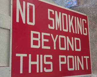 Vintage "No Smoking Beyond This Point" Porcelain Enamel Sign
