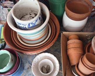 Assorted Vintage Garden Planters and Kitchen Crock Lot