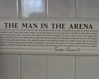 Theodore Roosevelt 'The Man in the Arena' Framed Wood Sign