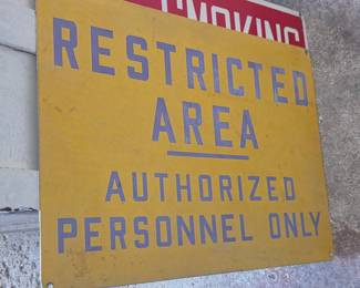 Vintage Industrial 'Restricted Area' Safety Sign