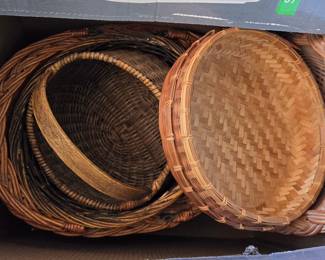 Collection of Vintage Asian Woven Baskets