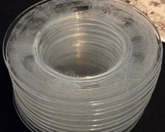 Vintage Fostoria "Pine Needle" Etched Glass Salad Plates
