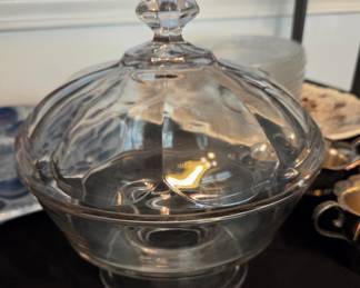 Vintage Indiana Glass Company "Ribbed Panel" Covered Candy Dish