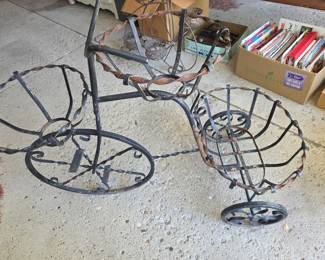 Wrought Iron Tricycle Plant Stand / Wine Holder