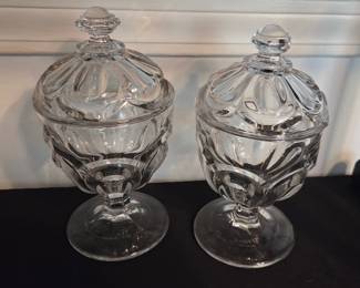 Vintage EAPG Pressed Glass Pedestal Candy Jars