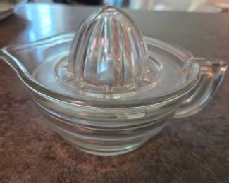 Vintage Hazel Atlas Clear Glass Crisscross Pattern Citrus Juicer
