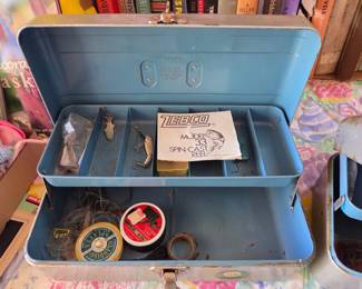 Vintage Union Steel Chest Corp. "Watertite" Tackle Box with Zebco 33 Manual