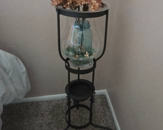 PartyLite Seville 3-Wick Candle Holder Stand with Glass Hurricane