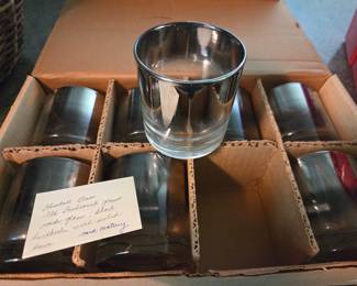 Mid-Century Modern Silver Fade Lowball Glasses Set of 6