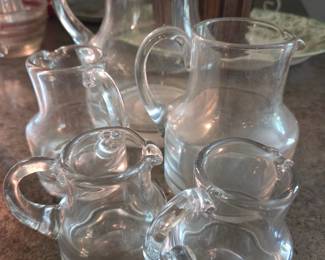Vintage Clear Glass Creamer and Pitcher Set