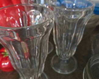 Vintage Anchor Hocking Paneled Footed Soda Fountain Glasses