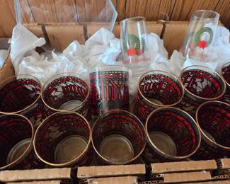 Vintage Houze "Seasons Greetings" Stained Glass Tumblers