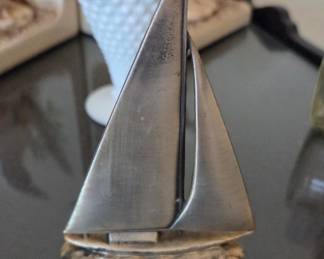 Vintage Brass Sailboat Paperweight, Penco Made in Taiwan