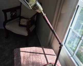 Vintage Brass Gooseneck Desk Lamp with Leather Wrapped Stem