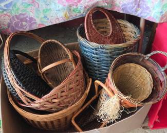 Assorted Decorative Wicker and Splint Baskets