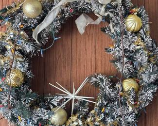 Valery Madelyn 28" Pre-Lit Christmas Wreath with Gold Ornaments