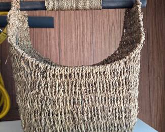 Vintage Seagrass Basket with Wooden Handle