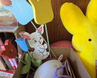 Assorted Decorative Easter Garden Stakes and Plush Toy