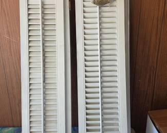 Vintage Painted Wooden Louvered Interior Shutters