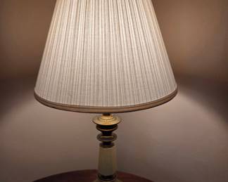 Vintage Stiffel Hollywood Regency Brass and Alabaster Column Table Lamp