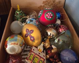 Mixed Lot of Vintage and Decorative Christmas Ornaments including Christopher Radko