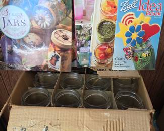 Vintage Ball Quilted Crystal Jelly Jars in Original Box with Craft Books