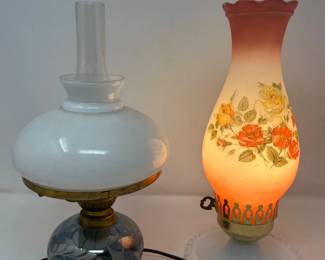 52 VintageStudentStyleKeroseneLampRoseMilkGlassHurricaneLamp