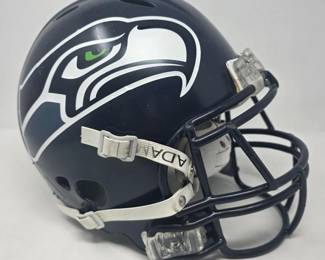 16 RiddellFootballHelmetPaintedStickeredInSeahawksColors