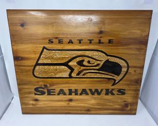 171 CustomTabletopWithAWoodBurnedSeattleSeahawksLogo