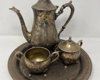 53 VintageLeonardSilverPlateTeaServiceSet