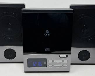 133 OnnMiniCDClockAMFMRadioSpeakerSetWirelessHeadphones