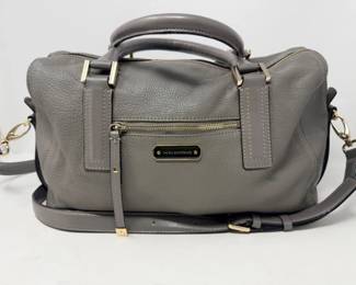 95 DanaBuchmanGrayPebbledLeatherSatchelHandbag