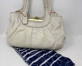 115 VintageCoachErgoKisslockToteNWTSignatureScarf